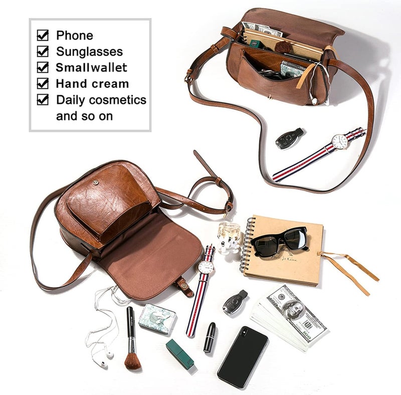 AFKOMST Crossbody Bags for Women,Small Saddle Purse and Boho Cross Body Handbags,Vegan Leather - Image 5